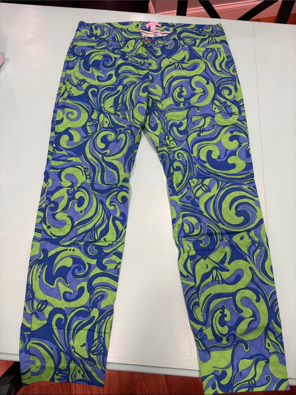 Lilly Pulitzer Green & Blue Swirl Cropped Kelly Pants